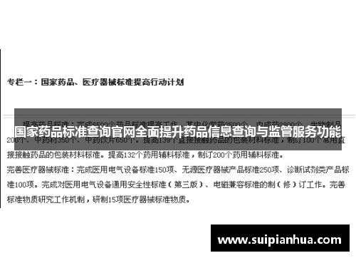 国家药品标准查询官网全面提升药品信息查询与监管服务功能
